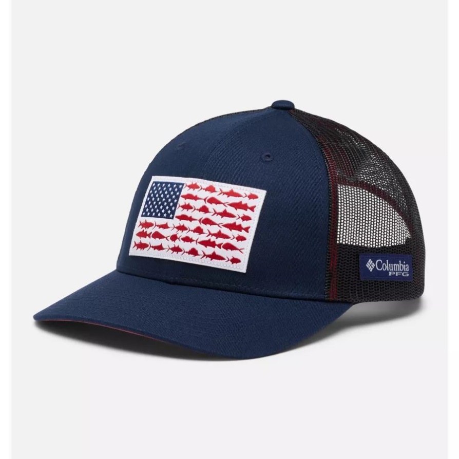 Pfg דג דגל רשת Snapback כתר נמוך קולומביה קולג'י חיל הים/שקיעה אדום