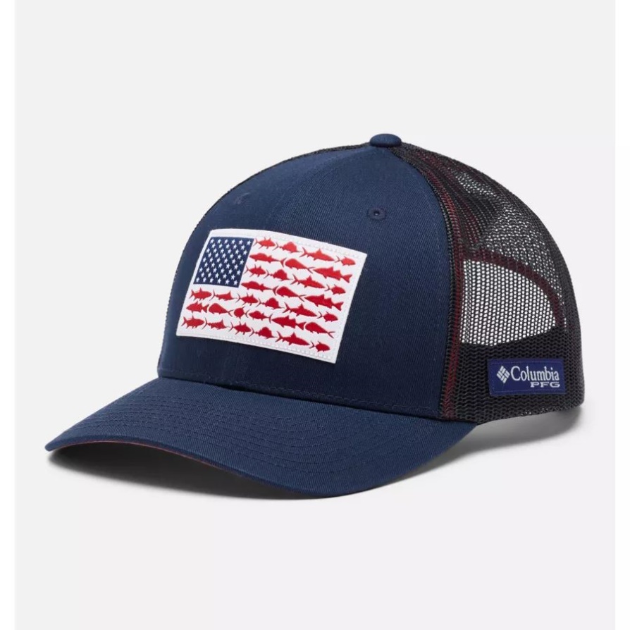 Pfg Fish Flag Mesh Snapback אמצע כתר קולג'י צי/שקיעה אדום קולומביה