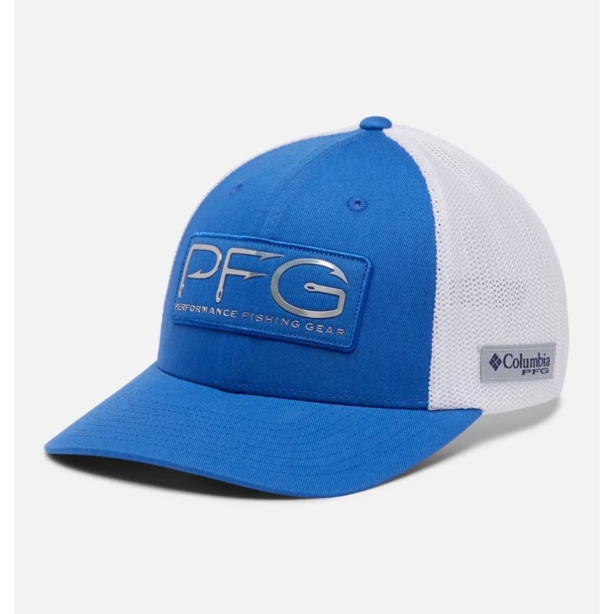 Pfg ווי רשת כובע כדור אמצע כתר כחול חי/כסף קולומביה