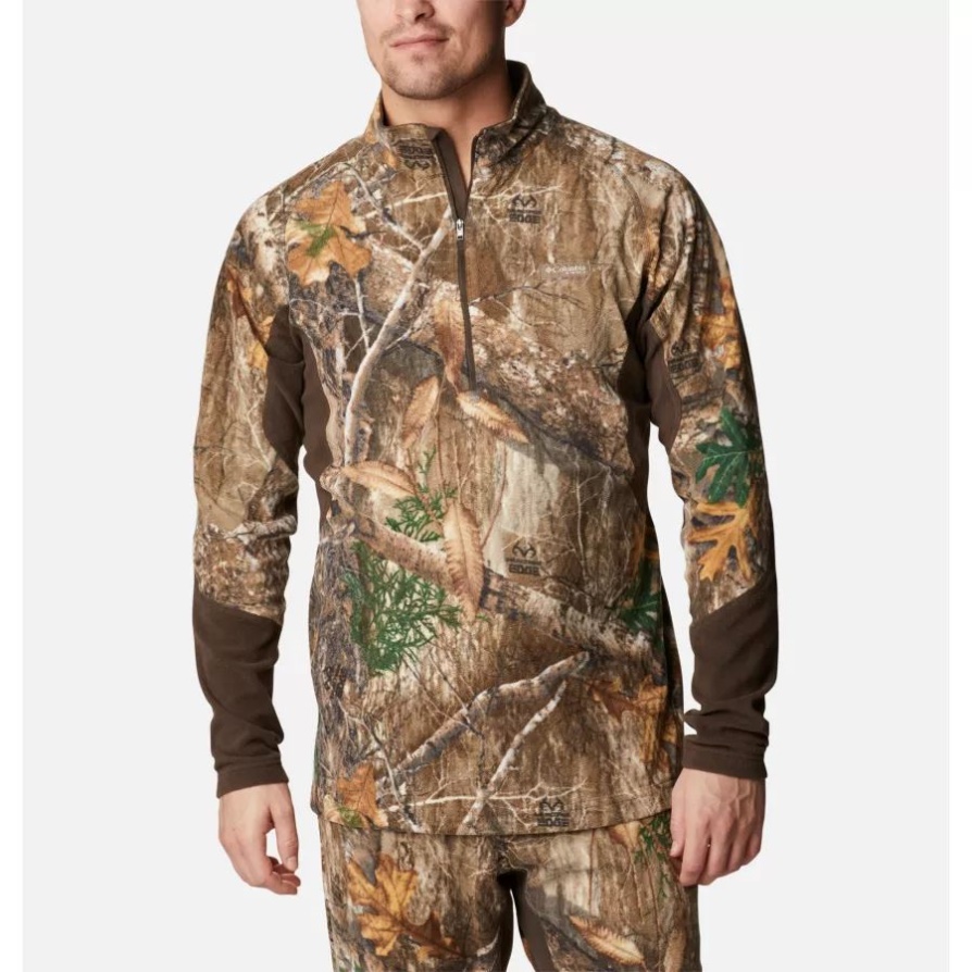 מתלה גביעים PHG לגברים של Realtree Edge Omni-heat Helix פליס חצי רוכסן סוודר קולומביה