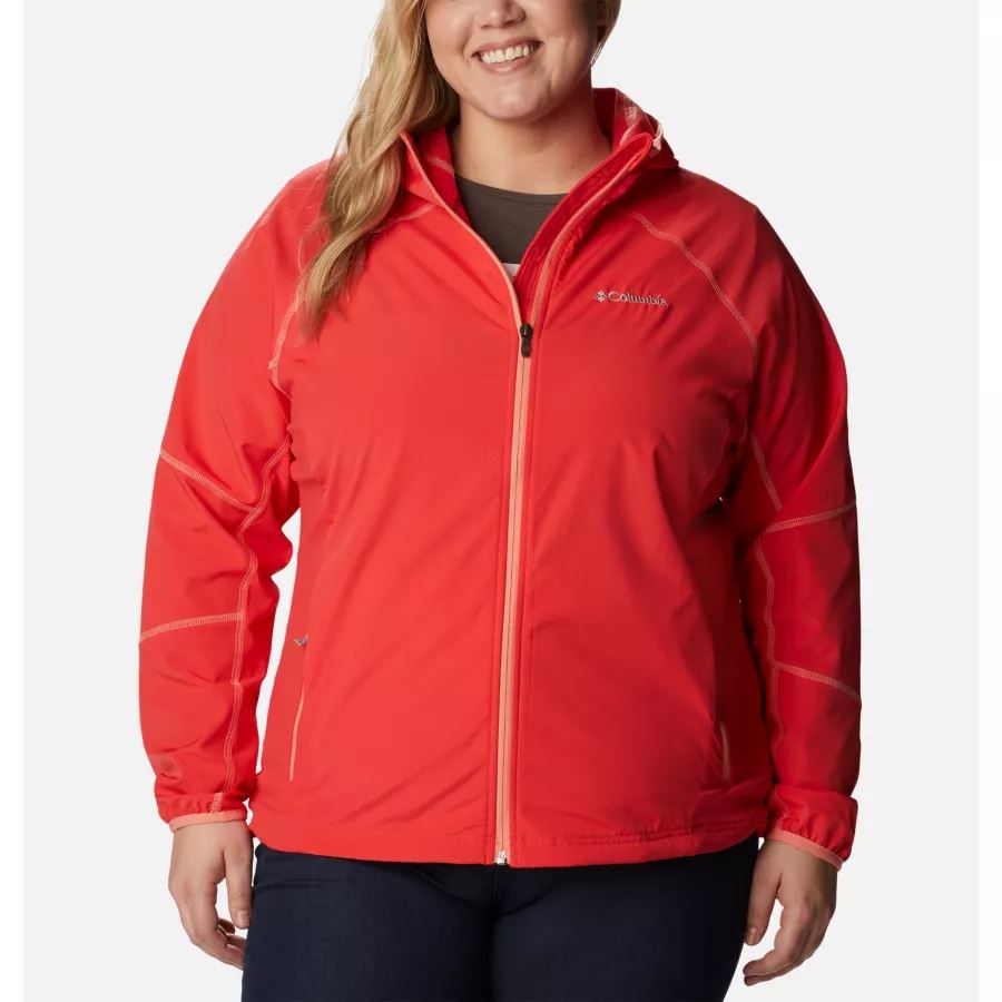 ג'קט קפוצ'ון אדום היביסקוס נשים מתוק כמו Softshell במידות גדולות קולומביה