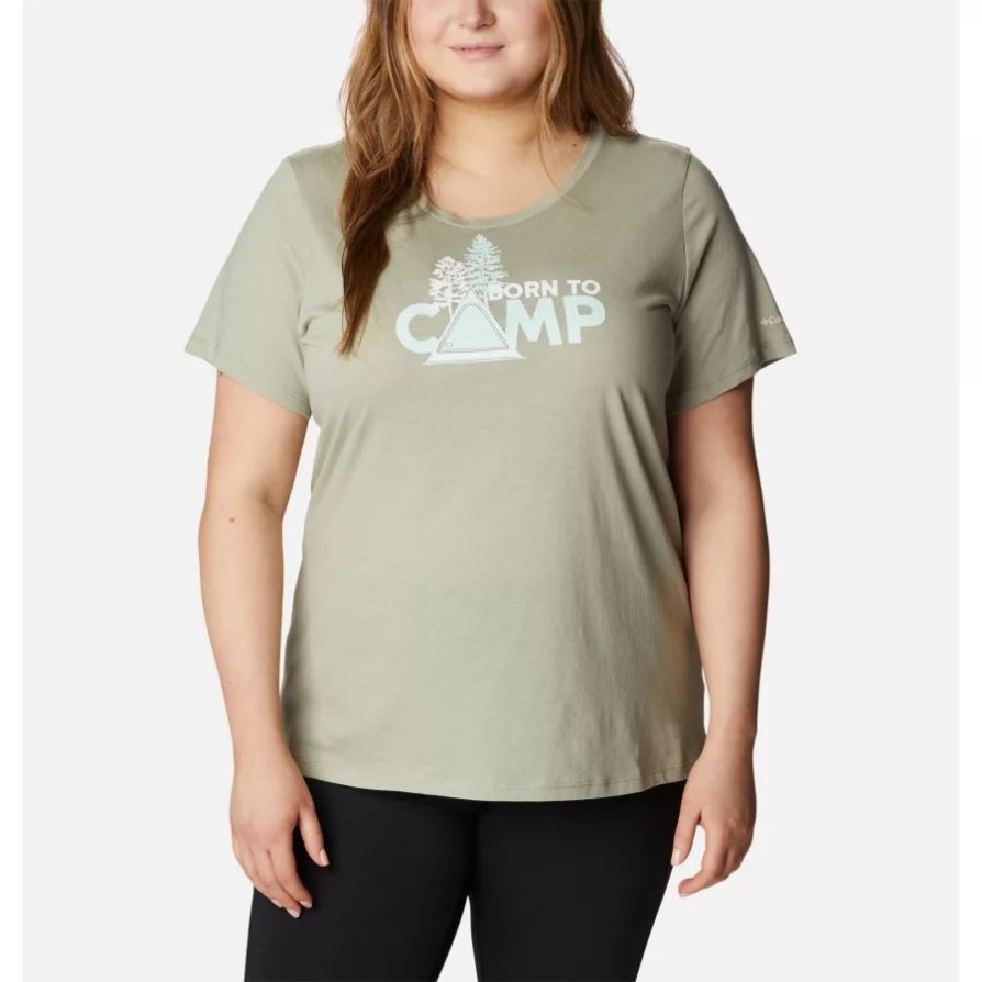 Safari Heather/born To Camp Columbia Women's Daisy Days חולצת טריקו גרפית במידות גדולות