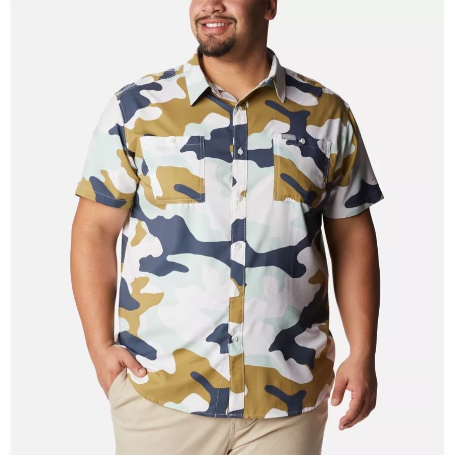 מוד מלוח Camo Columbia Utilizer גברים מודפס ארוגים חולצה שרוולים קצרים גדולה