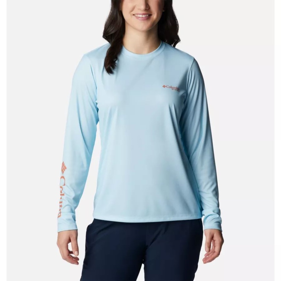 כחול אביבי/אי כתום קולומביה נשים Pfg Tidal Tee Island Time חולצה עם שרוולים ארוכים
