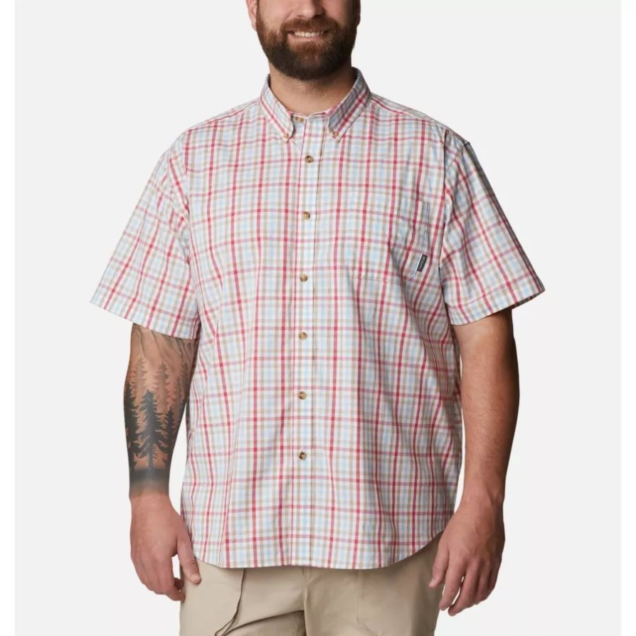 Sunset Red Multi Gingham גברים Rapid Rivers II חולצת שרוולים קצרים ביג קולומביה