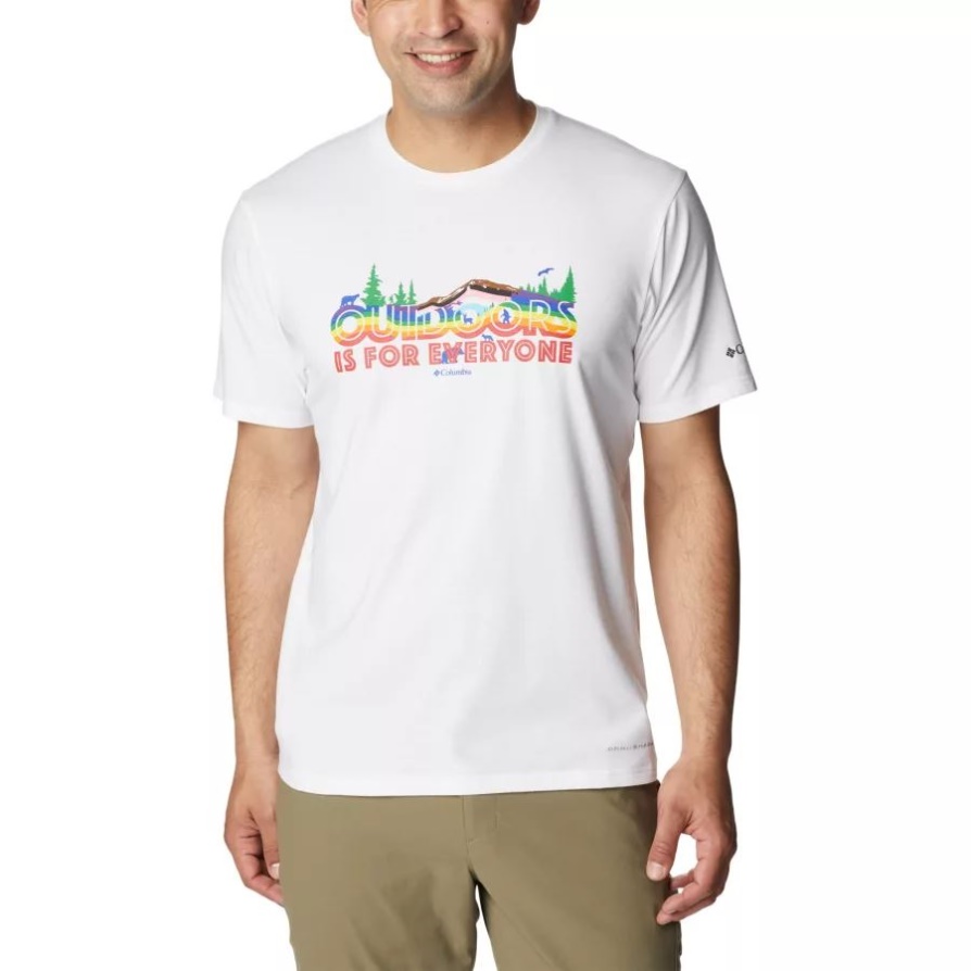 White/all For Outdoor Pride Graphic גברים Sun Trek Pride חולצת טריקו גרפית קולומביה