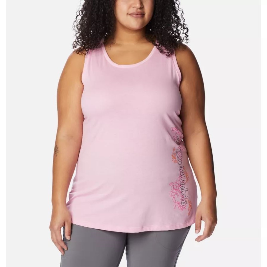 Wild Rose Hthr/blooming Lines Graphic Women's Bluff Mesa Tank Plus Size Columbia