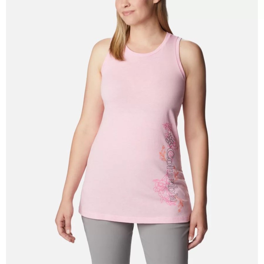 נשים Bluff Mesa Tank Wild Rose Hthr/blooming Lines Graphic Columbia
