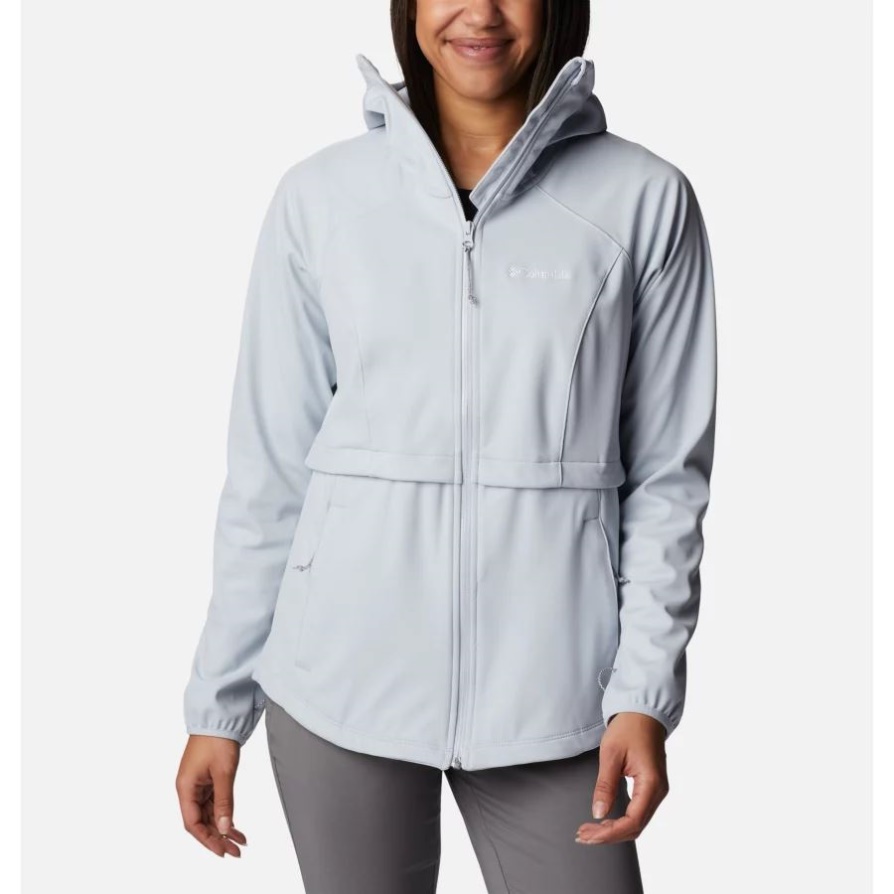 מעיל הליכה עם קפוצ'ון Softshell, Canyon Meadows לנשים, סיררוס אפור קולומביה