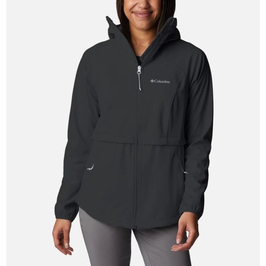 מעיל הליכה עם קפוצ'ון Softshell, Canyon Meadows לנשים, קולומביה שחור