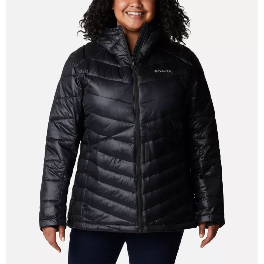 נשים Joy Peak Omni-heat אינפיניטי ז'קט קפוצ'ון מבודד בתוספת מידה שחורה קולומביה