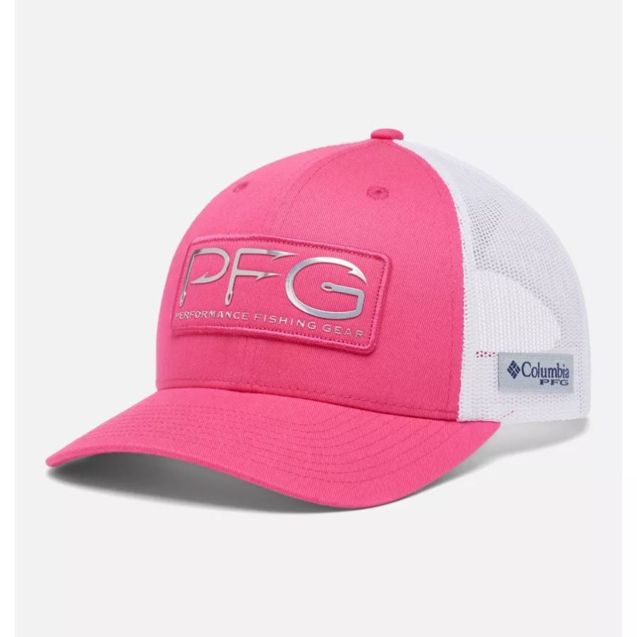 כובע כדורי עם רשת Pfg לנשים, קולומביה אולטרה ורוד/לבן/pfg