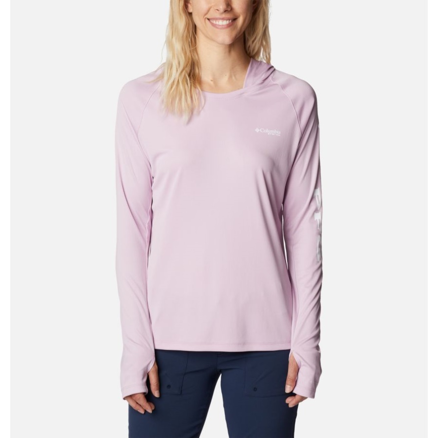 קפוצ'ון קפוצ'ון Pfg Tidal Tee לנשים של מותג קולומביה Aura/לוגו לבן