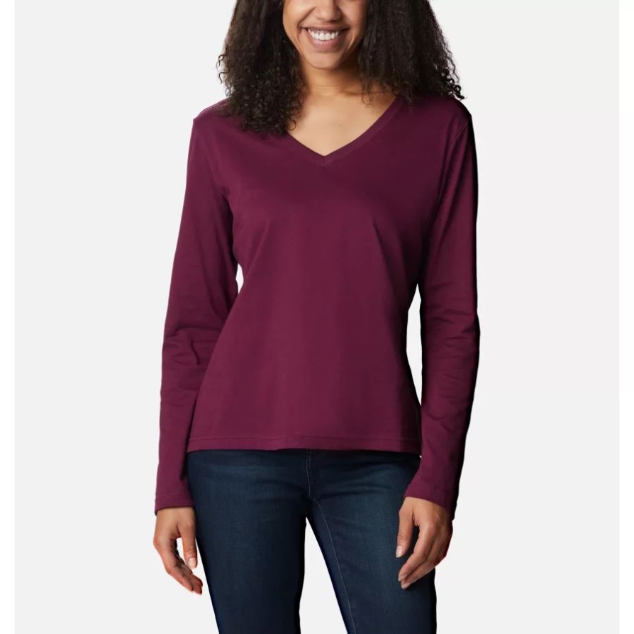 חולצת ספיר נקודה לנשים עם שרוולים ארוכים, Columbia Marionberry