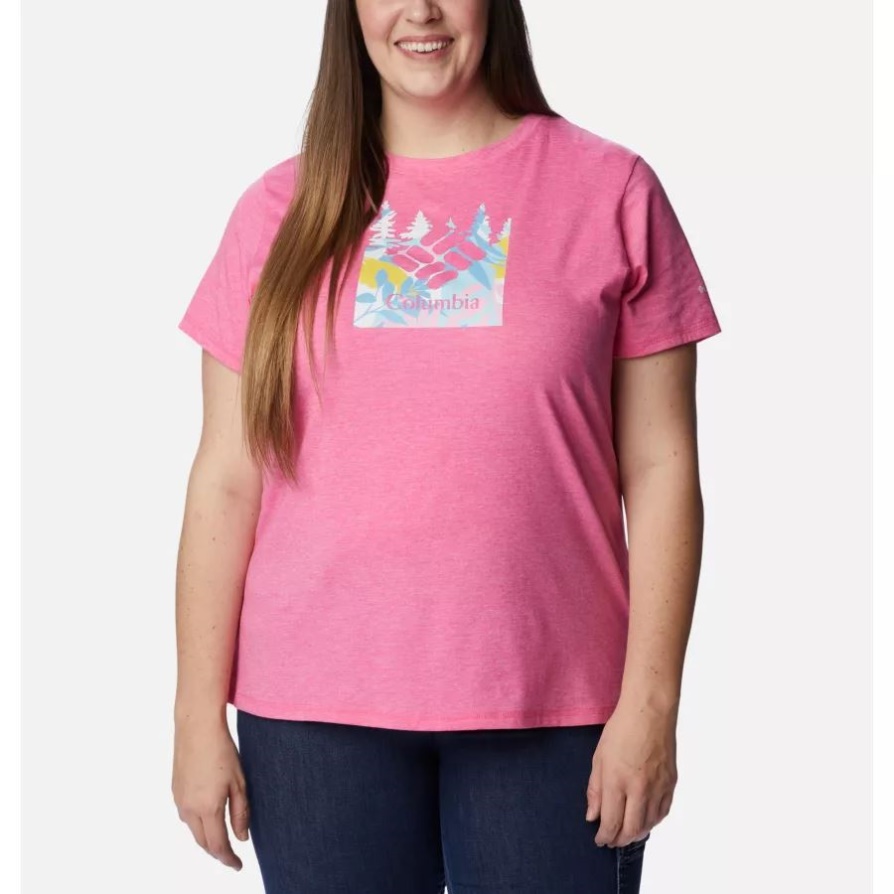 חולצת טריקו גרפית לנשים טרק שמש במידות גדולות גרניום פראי Hthr/arboreal Swirl Grx Columbia